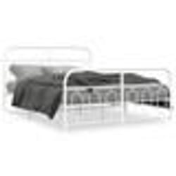 vidaXL Cadre de lit métal sans matelas et pied de lit blanc 150x200 cm - 150 x 200 cm