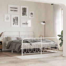Cadre De Lit Métal Sans Matelas Et Pied De Lit Blanc 193x203 Cm Vidaxl