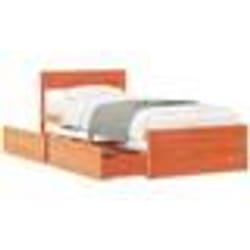 vidaXL Cadre de lit sans matelas cire marron 90x200 cm bois pin massif - 90 x 200 cm