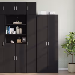 Cette armoire de rangement mince comprend deux armoires de tailles différentes, offrant un espace de rangement supplémentaire ...