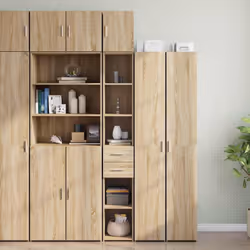 Cette armoire de rangement mince comprend deux armoires de tailles différentes, offrant un espace de rangement supplémentaire ...