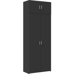 Armoire de rangement noir 80x42,5x225 cm bois d ingénierie