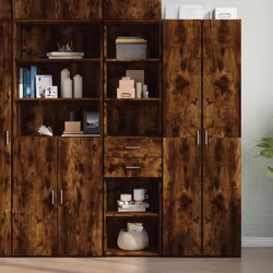 vidaXL Buffet haut chêne fumé 45x42,5x185 cm bois d'ingénierie
