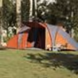 vidaXL Tente familiale à dôme 6 personnes gris et orange imperméable tente abri de camping abri de jardin tente de 4009388