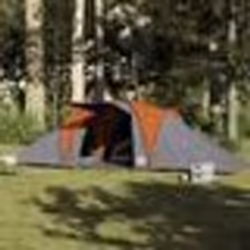 vidaXL Tente familiale à dôme 6 personnes gris et orange imperméable