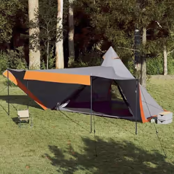 vidaXL Tente familiale tipi 8 personnes gris et orange imperméable tente abri de camping abri de jardin 4009447