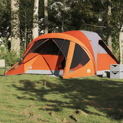 vidaXL Tente familiale tunnel 6 personnes gris et orange imperméable 4009460