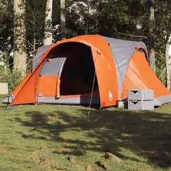 vidaXL Tente familiale à dôme 6 personnes gris et orange imperméable