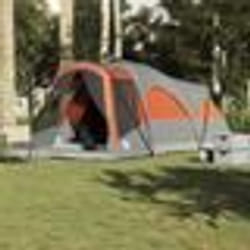 Tente familiale tunnel - Non spécifié - 8 personnes - Imperméable - Gris et orange - 560x200 cm