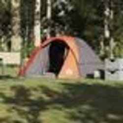 Tente de cabine familiale - Non spécifié - 6 personnes - Imperméable - Gris et orange - 252x317 cm