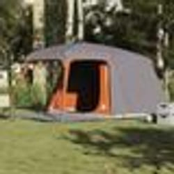 vidaXL Tente de camping avec dôme porche 5 personnes gris et orange tente abri de camping abri de jardin tente de 4009583