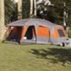 vidaXL Tente familiale avec dôme de porche 9 personnes gris et orange tente tente de jardin abri extérieur tente de 4009586