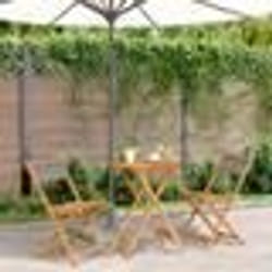 vidaXL Ensemble de bistro 3 pcs gris polypropylène et bois massif