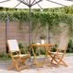 vidaXL Ensemble de bistro 3 pcs blanc crème tissu et bois massif