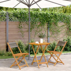 vidaXL Ensemble de bistro 3 pcs gris polypropylène et bois massif