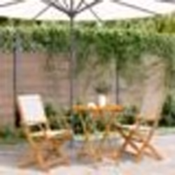 vidaXL Ensemble de bistro 3 pcs blanc crème tissu et bois massif