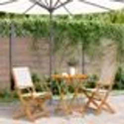 vidaXL Ensemble de bistro 3 pcs blanc crème tissu et bois massif