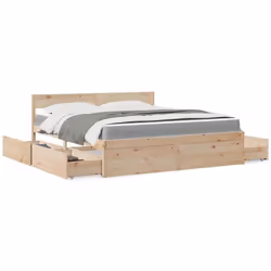 vidaXL Lit avec tiroirs et matelas 180x200 cm bois massif de pin - 180 x 200 cm