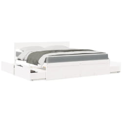 vidaXL Lit avec tiroirs et matelas blanc 180x200 cm bois massif de pin - 180 x 200 cm