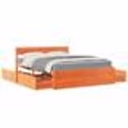 vidaXL Lit avec tiroirs/matelas cire marron 160x200 cm bois massif pin - 160 x 200 cm