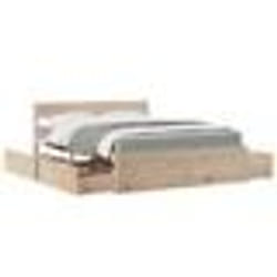 vidaXL Lit avec tiroirs et matelas 140x200 cm bois massif de pin - 140 x 200 cm
