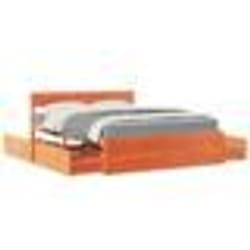vidaXL Lit avec tiroirs/matelas cire marron 140x200 cm bois massif pin - 140 x 200 cm