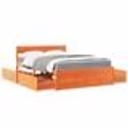 vidaXL Lit avec tiroirs/matelas cire marron 120x200 cm bois massif pin - 120 x 200 cm