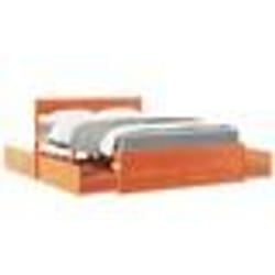 vidaXL Lit avec tiroirs/matelas cire marron 120x200 cm bois massif pin - 120 x 200 cm