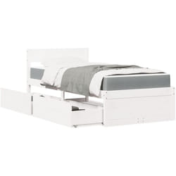 Lit Avec Tiroirs Et Matelas Blanc 100x200 Cm Bois Massif De Pin Vidaxl