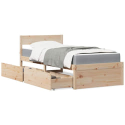 vidaXL Lit avec tiroirs et matelas 90x200 cm bois massif de pin - 90 x 200 cm