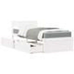 vidaXL Lit avec tiroirs et matelas blanc 90x200 cm bois massif de pin - 90 x 200 cm