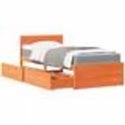 vidaXL Lit avec tiroirs/matelas cire marron 90x200 cm bois massif pin - 90 x 200 cm