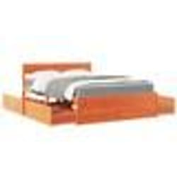 vidaXL Lit avec tiroirs/matelas cire marron 120x190 cm bois massif pin - 120 x 190 cm