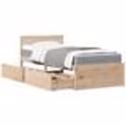 vidaXL Lit avec tiroirs et matelas 90x190 cm bois massif de pin - 90 x 190 cm