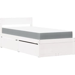 Lit avec tiroirs et matelas blanc 90x190 cm bois massif de pin vidaXL