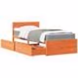 vidaXL Lit avec tiroirs/matelas cire marron 90x190 cm bois massif pin - 90 x 190 cm
