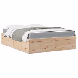 vidaXL Lit avec matelas 160x200 cm bois de pin massif - 160 x 200 cm