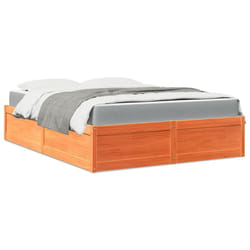 vidaXL Lit avec matelas cire marron 160x200 cm bois de pin massif - 160 x 200 cm