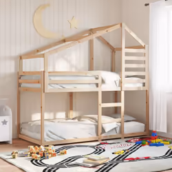 Ce lit superposé pour enfants avec toit est élégant et fonctionnel, ce qui en fait un ajout parfait à toute pièce avec un esp ...