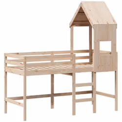 Ce lit mezzanine pour enfants a été fabriqué en pin massif et est conçu pour recevoir et optimiser l'espace. Bois de pin mass ...