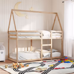 Ce lit superposé pour enfants avec toit est élégant et fonctionnel, ce qui en fait un ajout parfait à toute pièce avec un esp ...