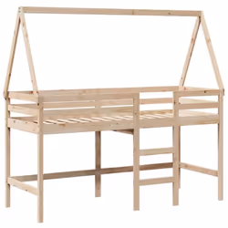 Ce lit mezzanine pour enfants a été fabriqué en pin massif et est conçu pour recevoir et optimiser l'espace. Bois de pin mass ...