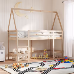 Ce lit mezzanine pour enfants a été fabriqué en pin massif et est conçu pour recevoir et optimiser l'espace. Bois de pin mass ...