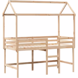 Ce lit mezzanine pour enfants a été fabriqué en pin massif et est conçu pour recevoir et optimiser l'espace. Bois de pin mass ...