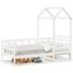 vidaXL Lit de jour avec toit sans matelas blanc 80x200 cm bois massif - 80 x 200 cm