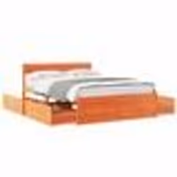 vidaXL Cadre de lit sans matelas cire marron 135x190cm bois pin massif - 135 x 190 cm
