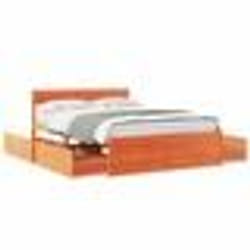 vidaXL Cadre de lit sans matelas cire marron 135x190cm bois pin massif - 135 x 190 cm