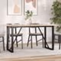 vidaXL Table à manger cadre en O 160x80x75 cm bois de pin massif acier