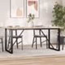 vidaXL Table à manger cadre en O 180x90x75 cm bois de pin massif acier