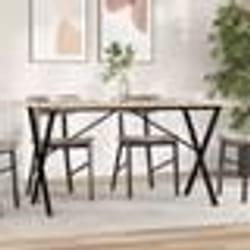 vidaXL Table à manger cadre en X 140x80x75 cm bois de pin massif acier